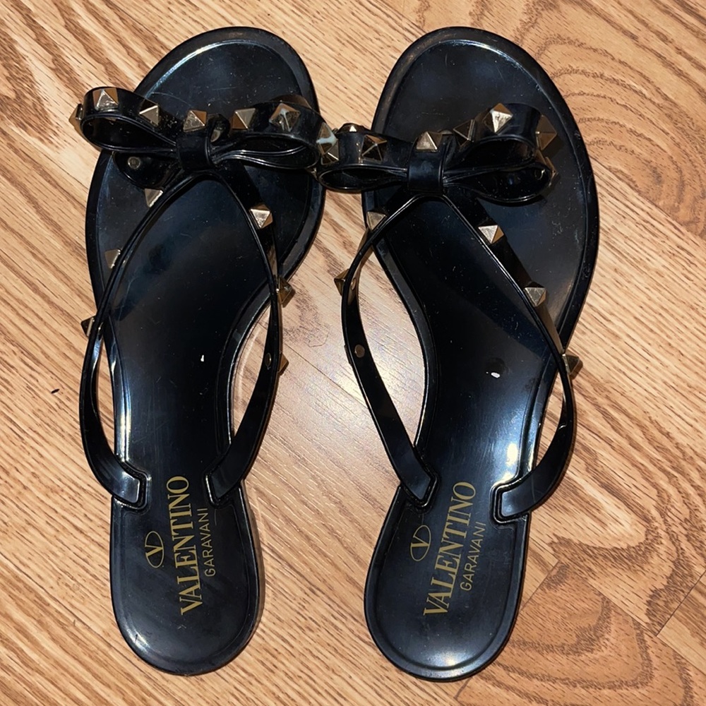Valentino Rockstud Jelly Flip Flops